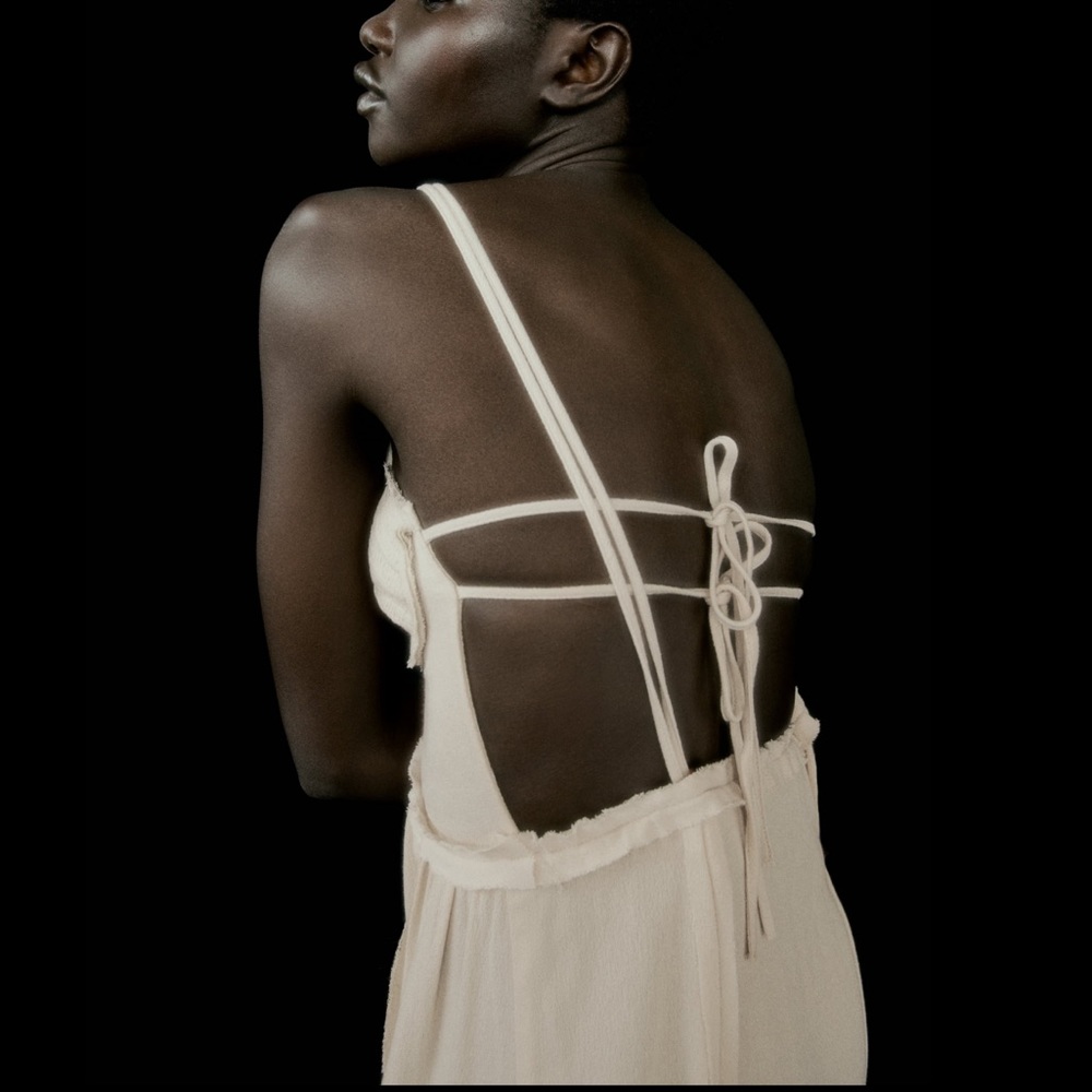 Zara rustic frayed flowy dress, RENEWCELL x ZARA collab - Picture 4 of 11